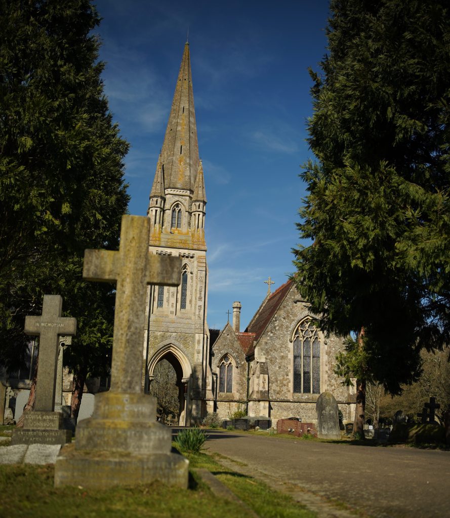 Canterbury Cemetery’s archway is topped with an elegantly lofty spire and flanked by twin ragstone chapels.