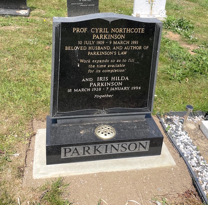 Restored headstone of Cyril Northcote Parkinson.